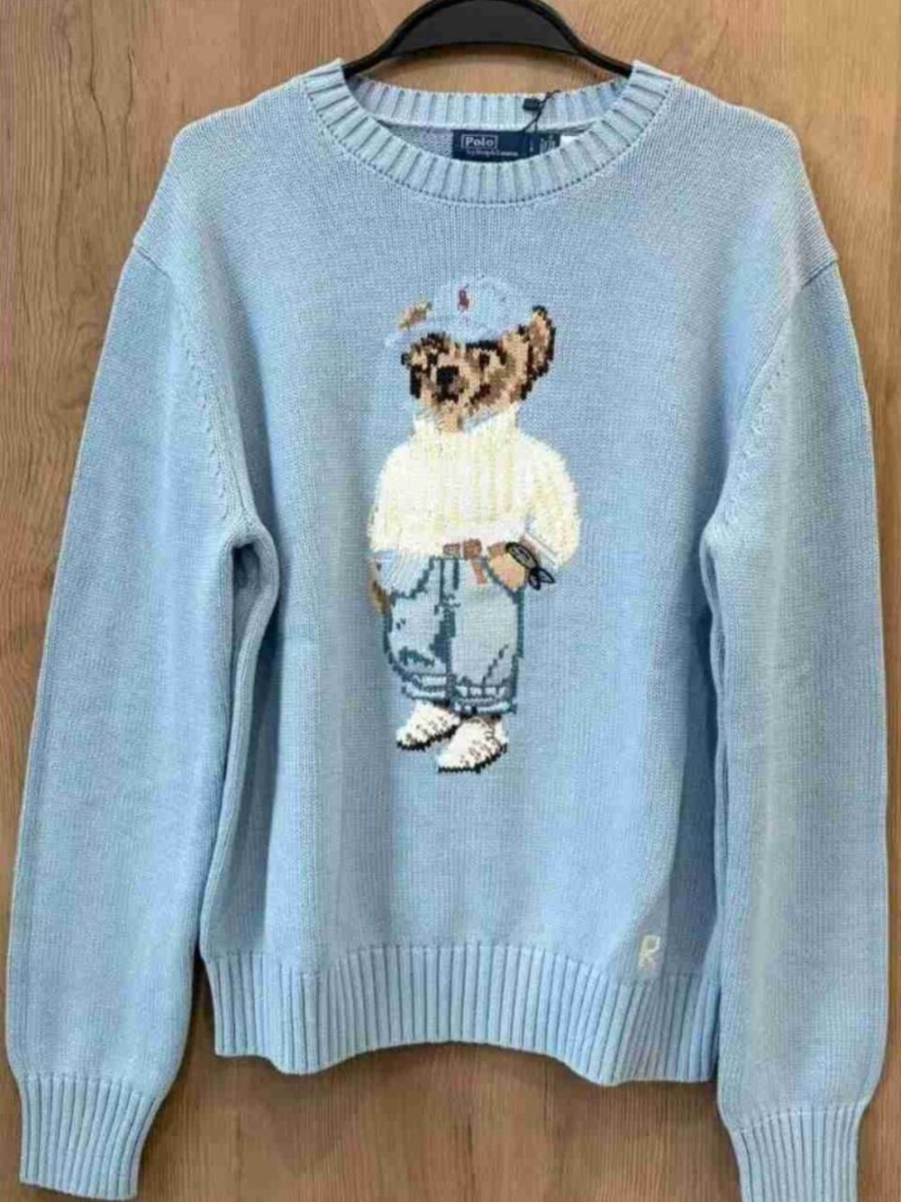 Polo Ralph Lauren Bear Knit Sweater Light Blue Crewneck 🧸